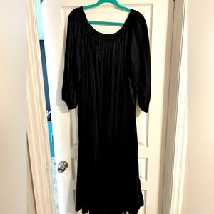 Off the shoulder satin maxi dress